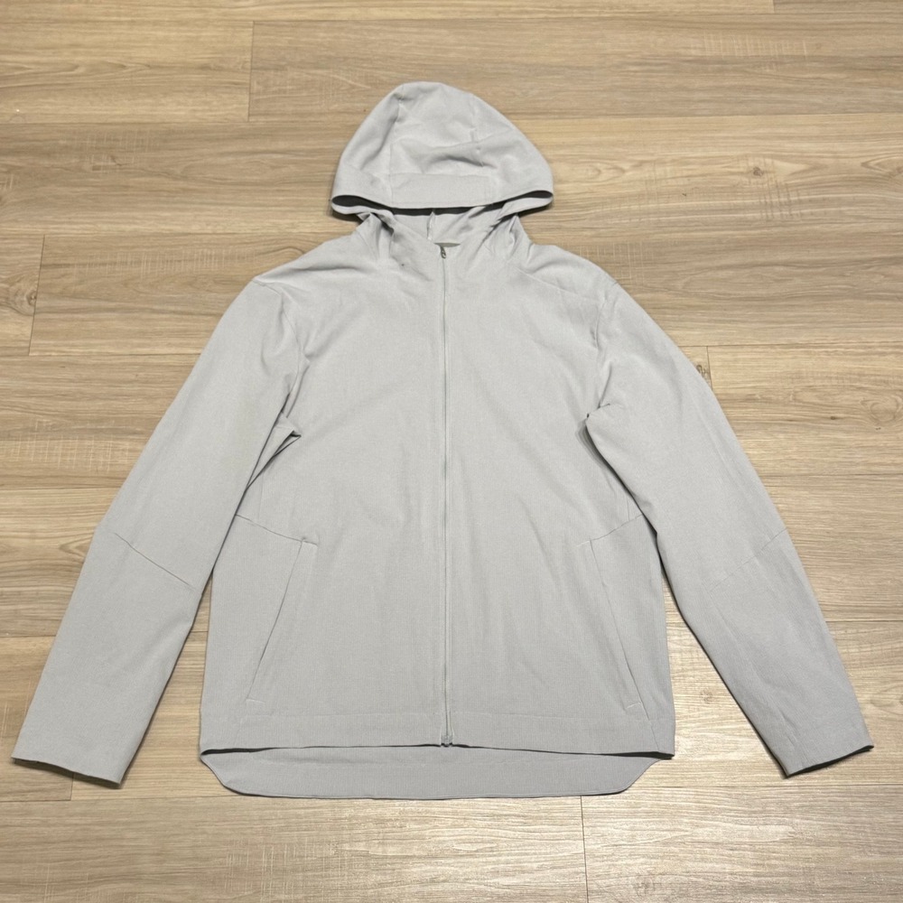 lululemon Airing Easy Hoodie Mens M Gray Full Zip Lightweight Training Jacket